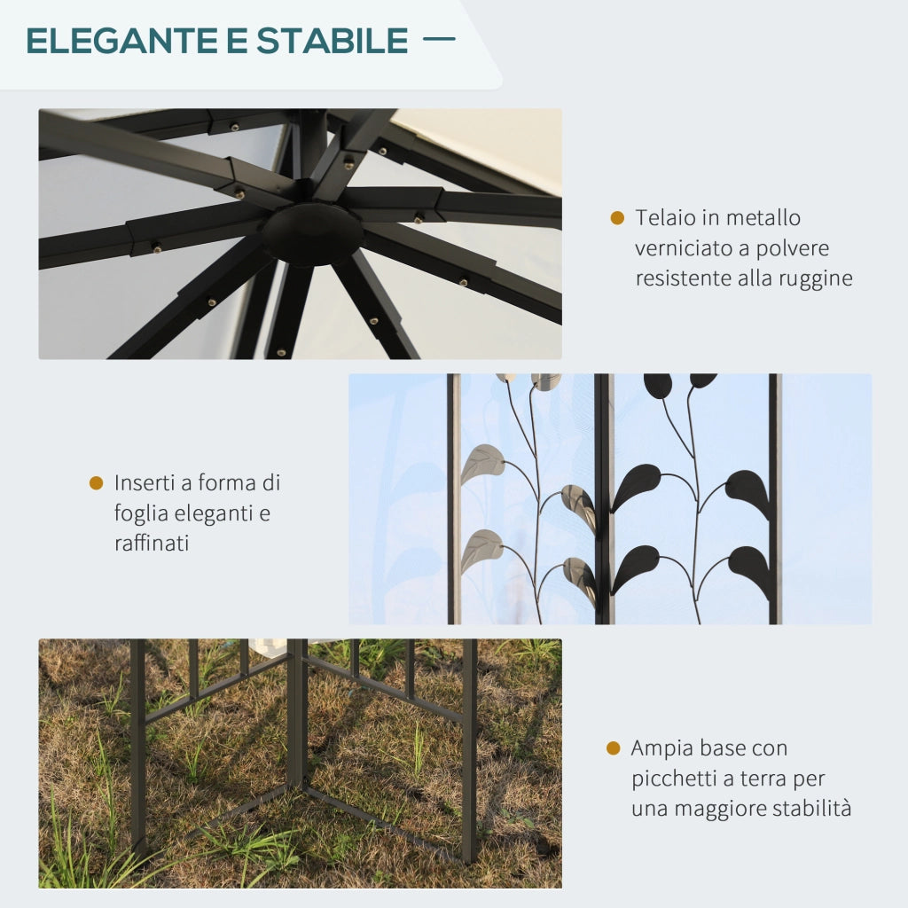 Gazebo da Giardino 3x3m con Zanzariera ¨C Zephmum ¨C Bianco, Acciaio