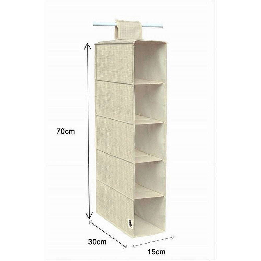 Trade Shop - Organizer Armadio Portatutto Appendibile Scarpe Borse 5 Ripiani 15x30x70cm 69704 -