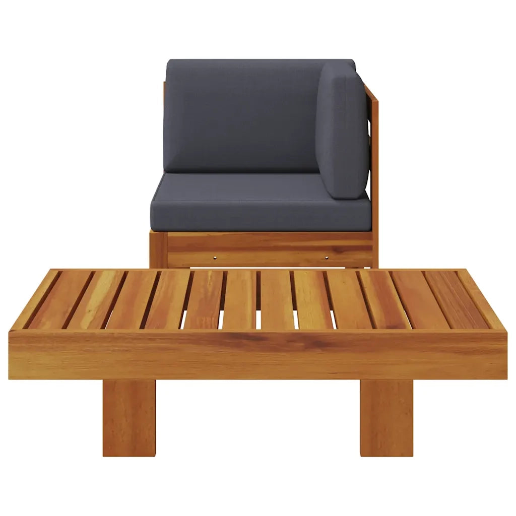 Set Divani Giardino 2 pz con Cuscini Grigio Scuro Legno Acacia cod mxl 77783