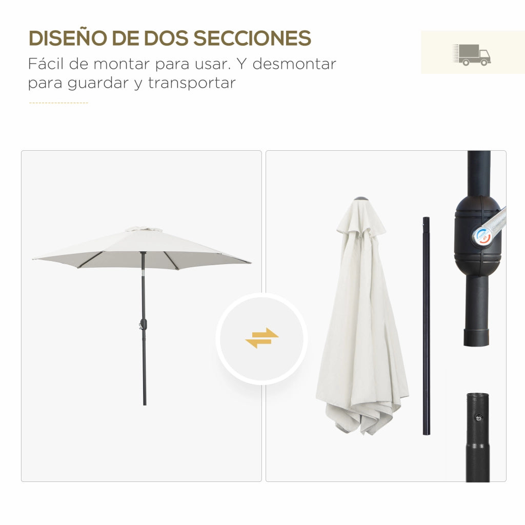 Ombrellone da giardino pieghevole ¨C zephmum ¨C crema, alluminio, ?260x235 cm