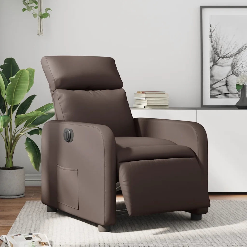 Divano Sedia-Poltrona Reclinabile Elettrica Marrone in Similpelle 883448