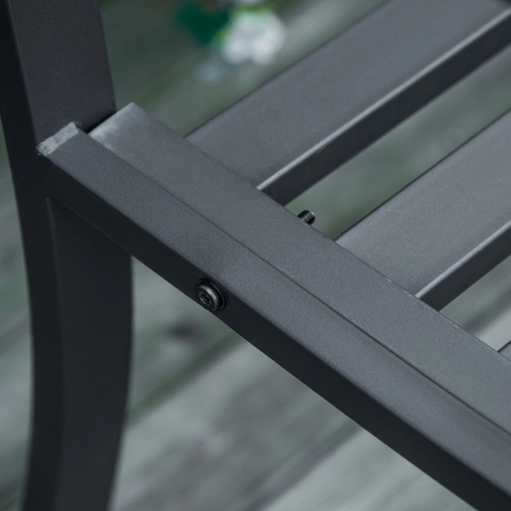 Divano da Giardino 2 Posti con Respaldo e Braccioli ¨C Zephmum ¨C Nero Ferro Acciaio 128x58.5x89 cm