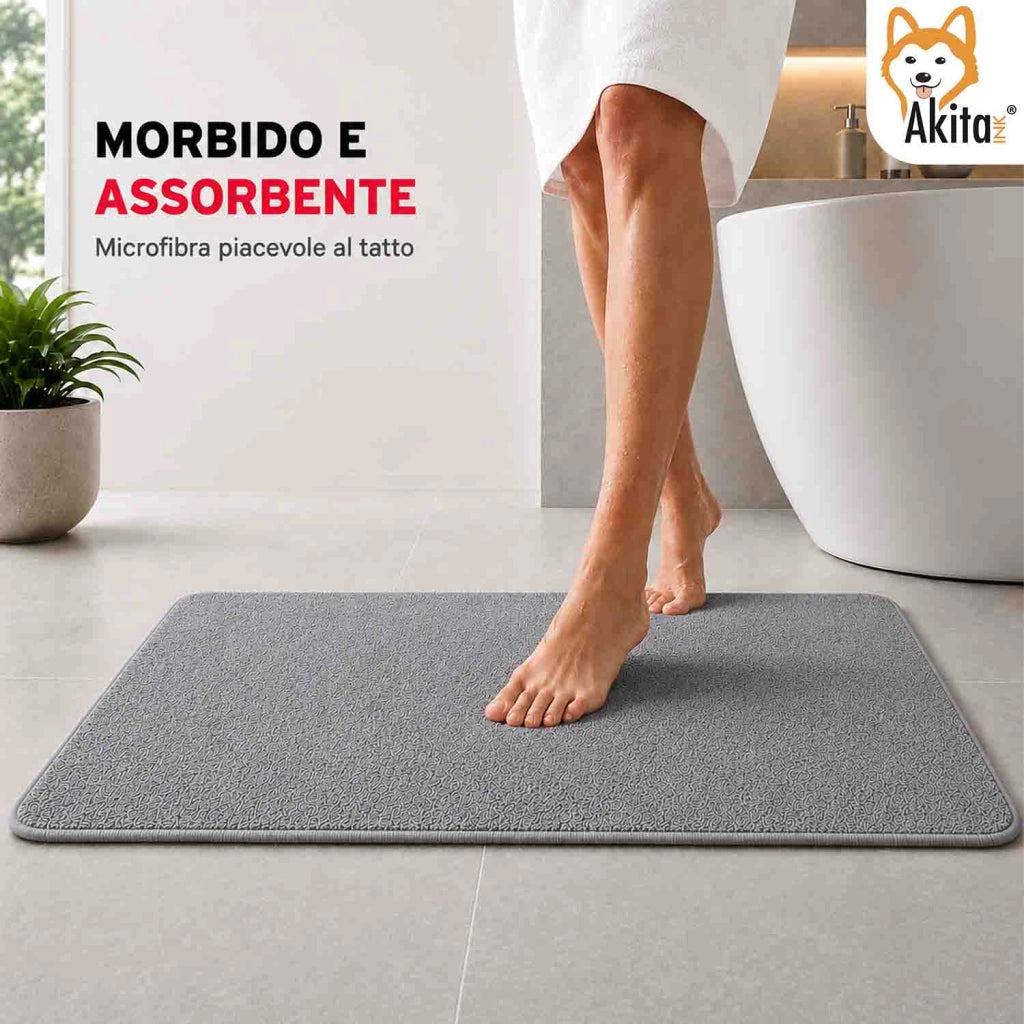 Akitaink Tappeto Multiuso in Microfibra 50x80 cm Grigio