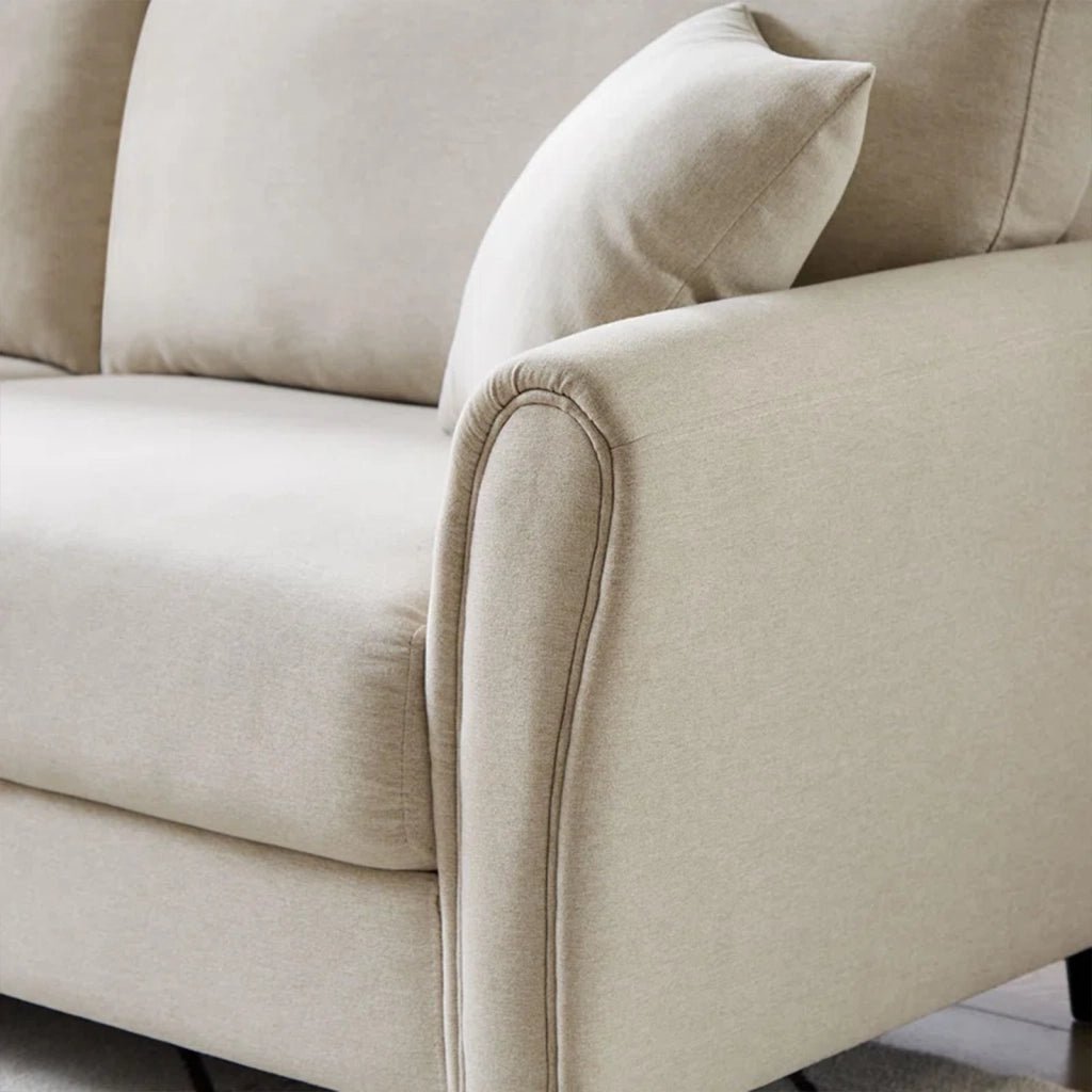 Divano 3 Posti con Rivestimento in Tessuto Beige Premium Sofa Relax 212x75x87 cm