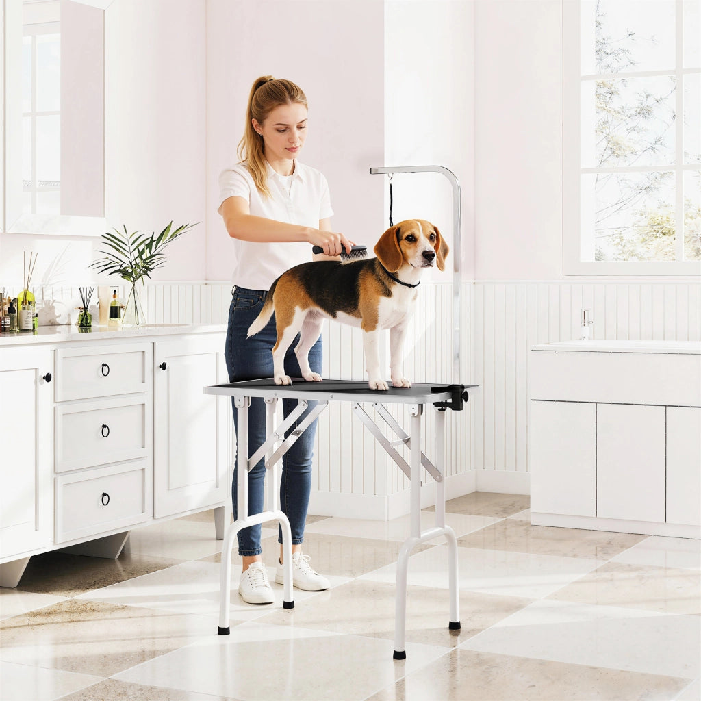 Tavolo da toeletta per cani pieghevole ¨C zephmum ¨C 81x48.5x80 cm nero