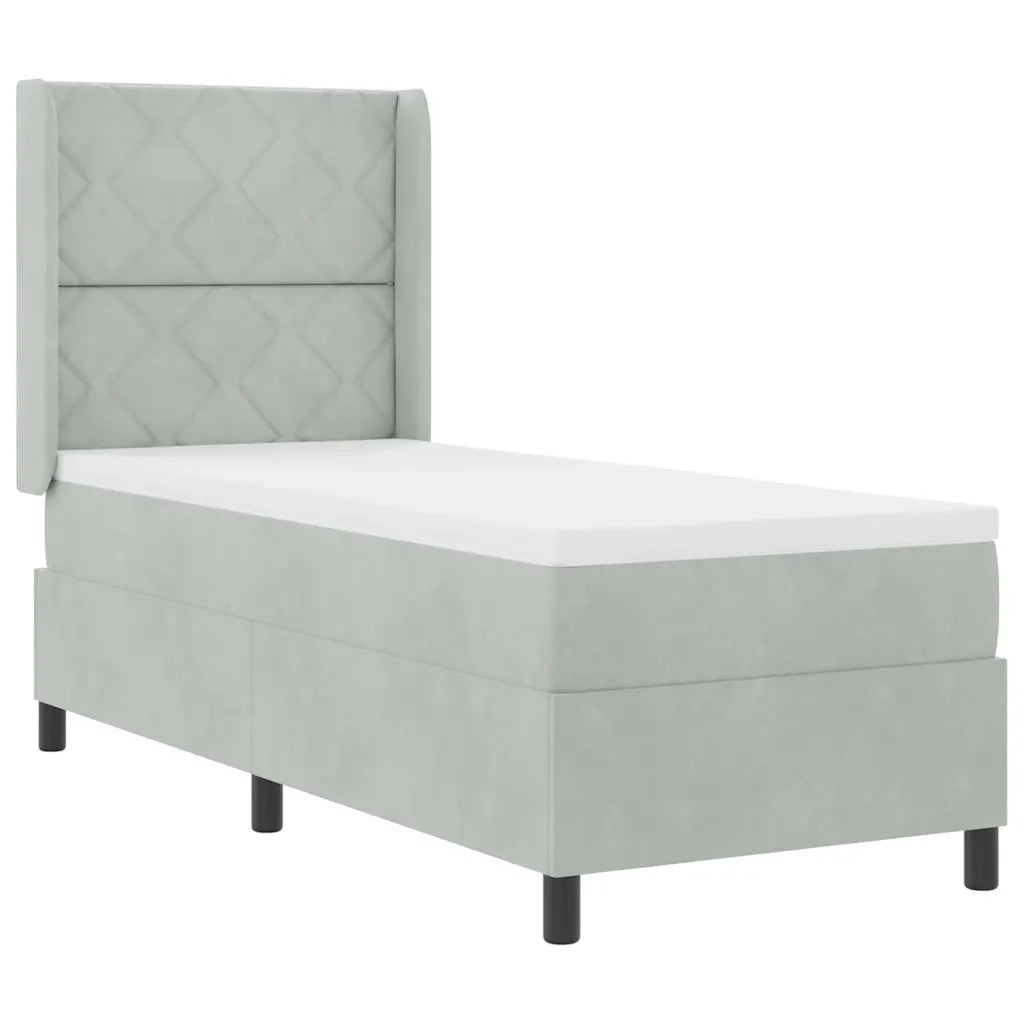 Letto a molle con testiera Grigio chiaro 80 x 200 cm Velluto 3342032