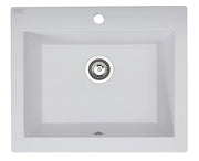 Lavello a vasca singola con grembiule – lavello ceramica 63×49 cm, sifone salvaspazio incluso