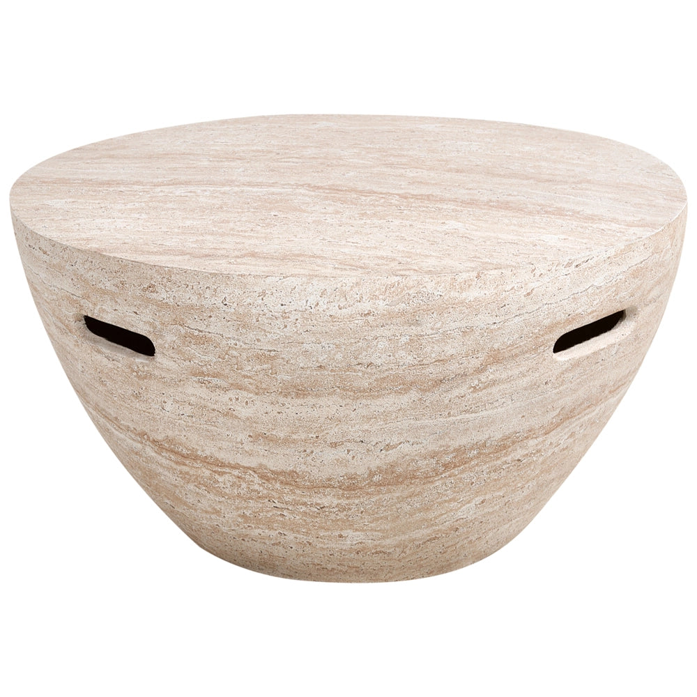 Tavolino effetto travertino Piano impiallacciato simil-pietra Beige  Design moderno Soggiorno
