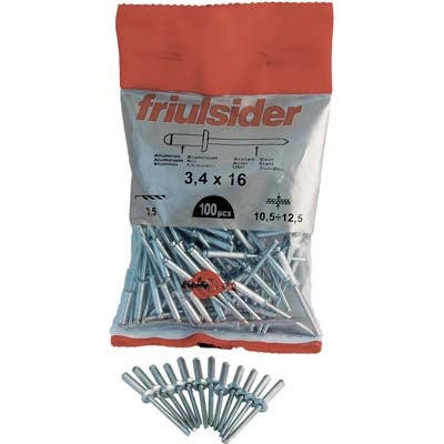 RIVETTO A STRAPPO ALLUMINIO FRIULSIDER - MM 4,8X14 CF=PZ 100- 10 confezioni