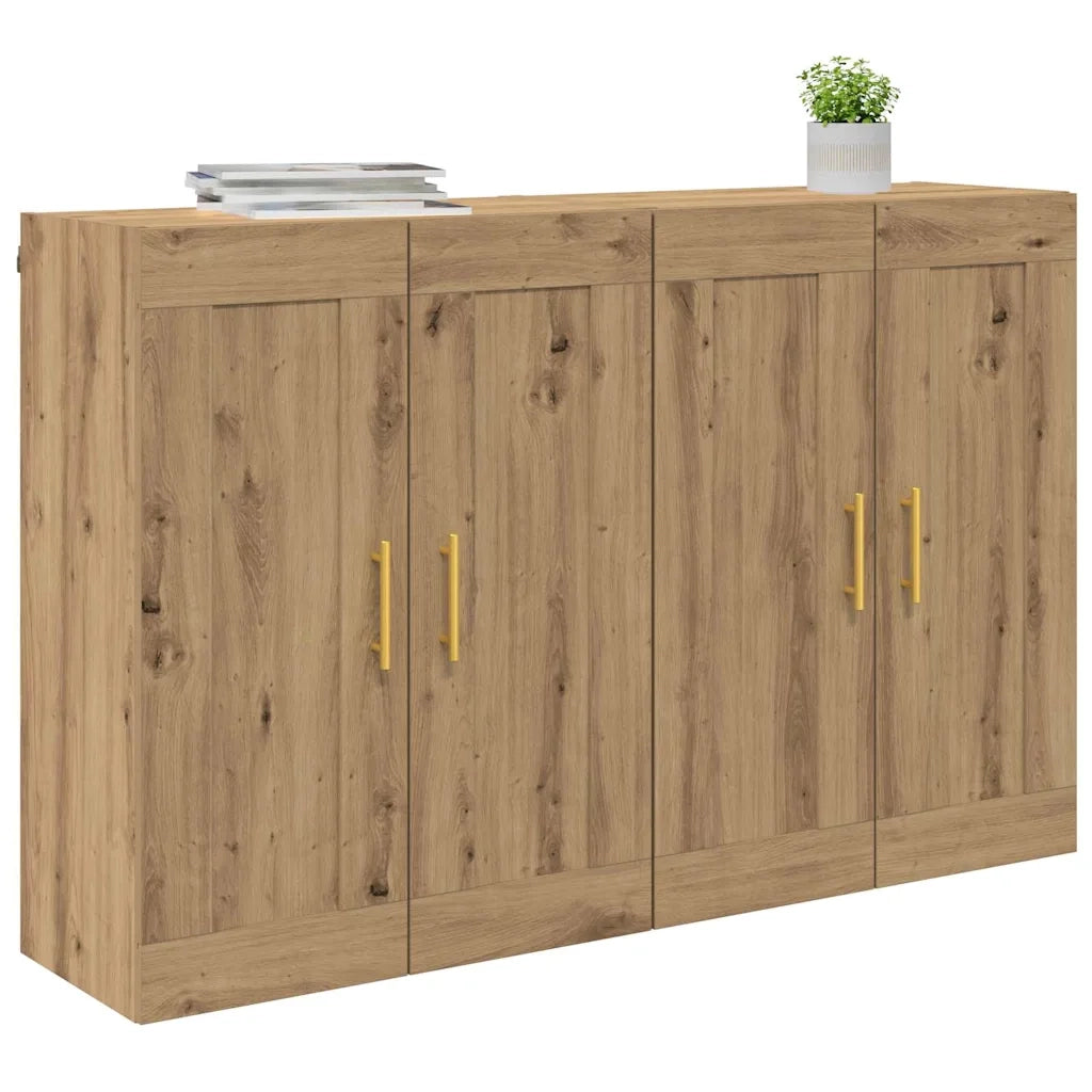 Armadietto a Muro | Mobile a muro 2 pz Rovere artigianale 69,5 x 34 x 90 cm