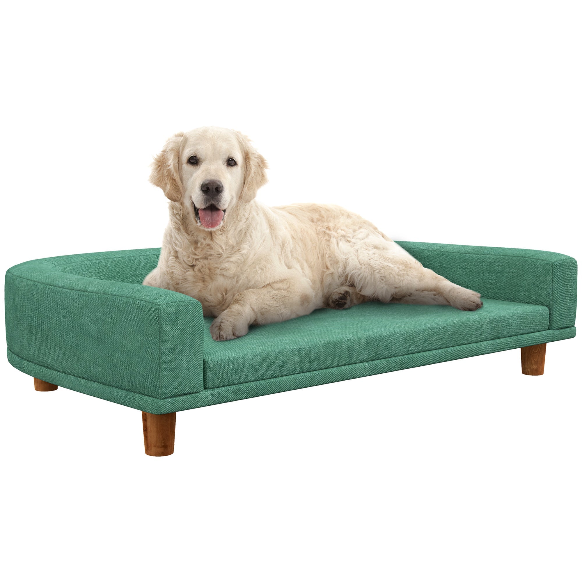 Divano per Cani Taglia Grande 98x67x25 cm con Cuscino Sfoderabile Verde Chiaro