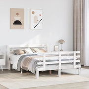 Giroletto con Testiera Bianco 135x190 cm Legno Massello di Pino 3306844