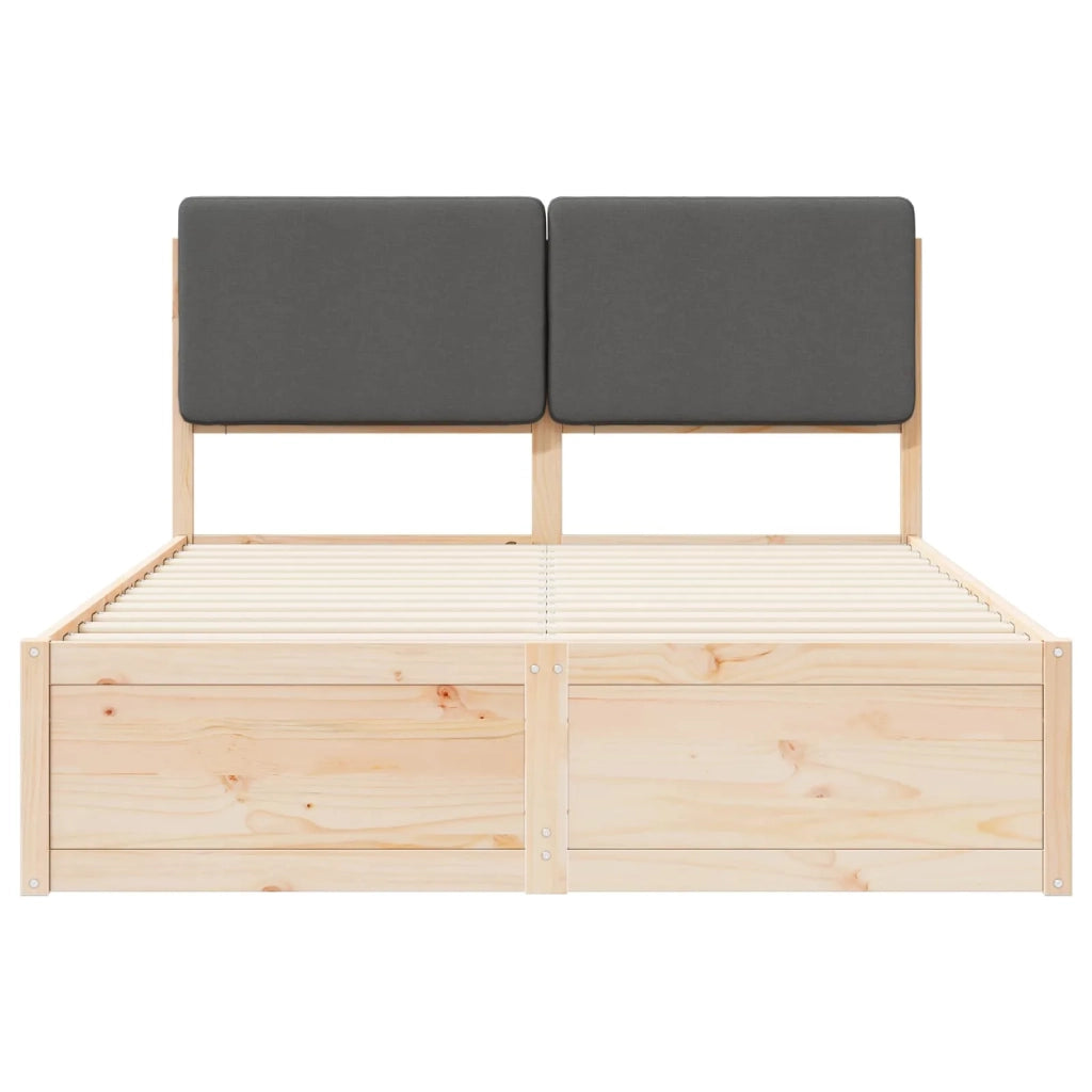 Letto con Testiera Rivestita Grigio scuro 135 x 190 cm