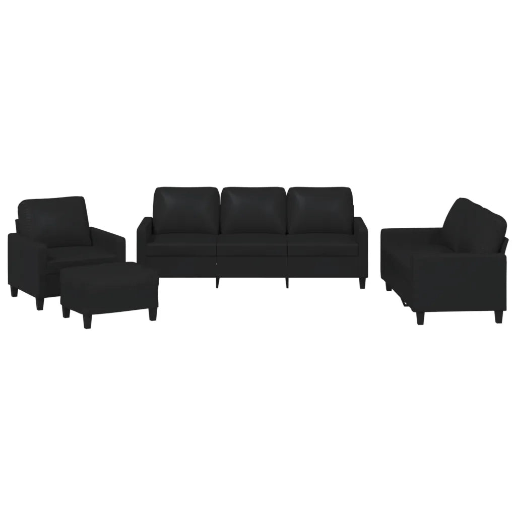 Set di Divani 4 pz con Cuscini Nero in Similpelle 3201403