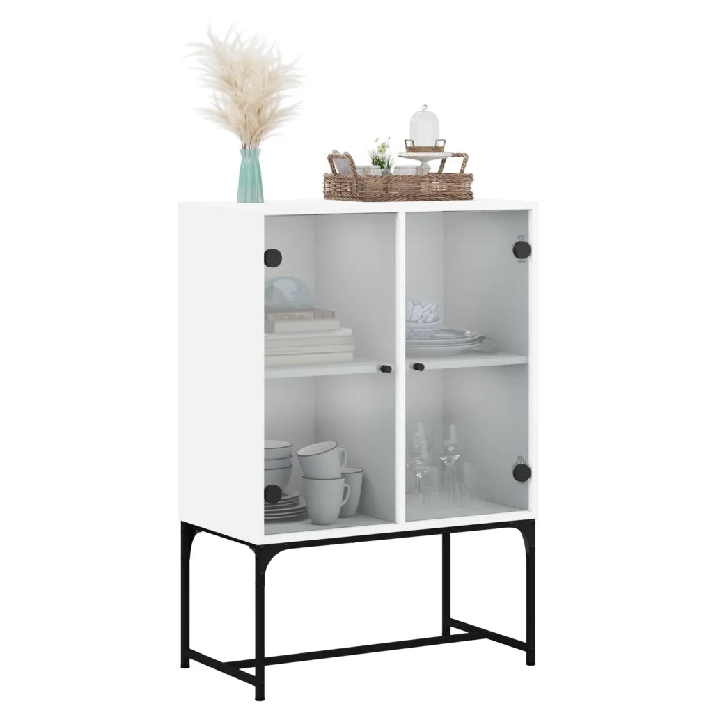 Mobile con Ante in Vetro Bianco 69x37x100 cm 836546
