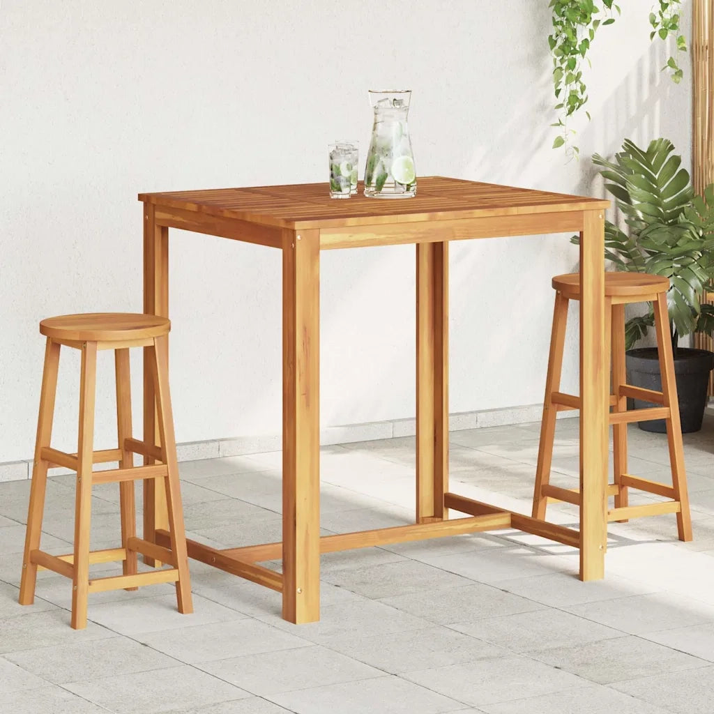 Sgabelli da Bar 2 pz in Legno Massello di Acacia