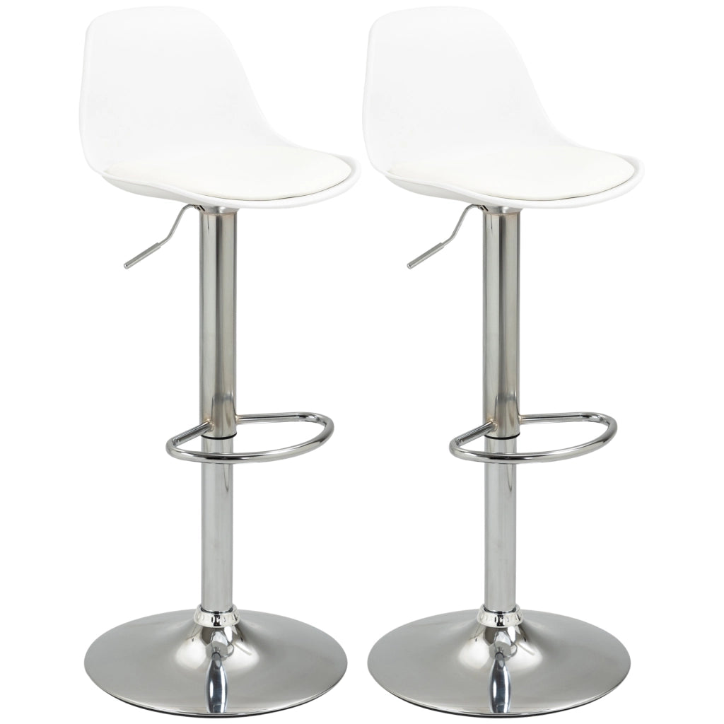 Sgabello da Bar Regolabile con Schienale e Poggiapiedi ¨C zephmum ¨C Bianco 41x42x82-104cm