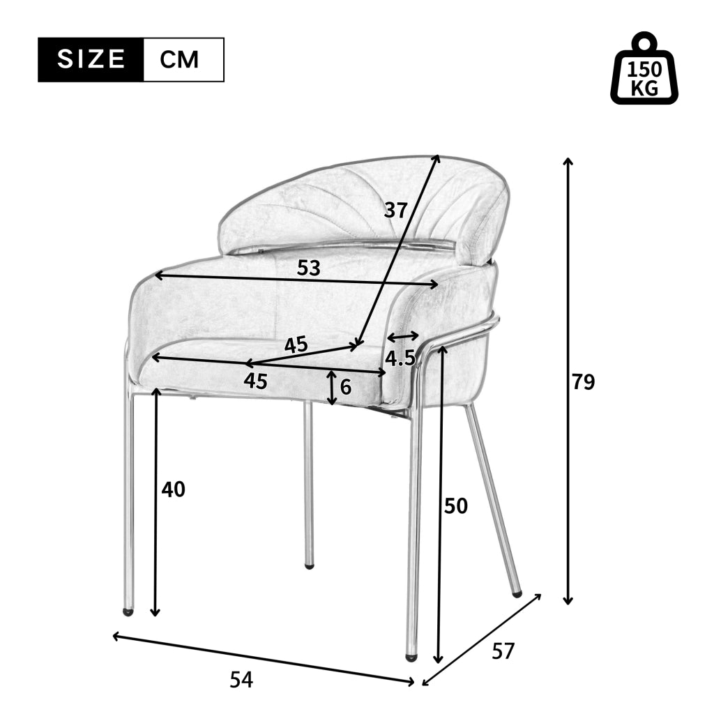 Sedia da pranzo in velluto; Sedia singola; design ergonomico; 4 gambe in metallo; rosa