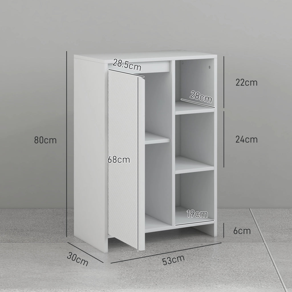 Mobile Bagno con Armadietto e Ripiani Aperti ¨C Zephmum ¨C Bianco 53x30x80cm