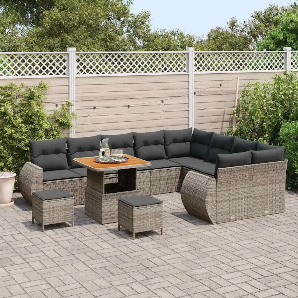 Set Divano da Giardino 12 pcs Grigio Rattan in Polipropilene 3363863