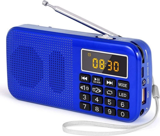 Radio FM Portatile con Illuminazione di Emergenza e Batteria Ricaricabile per l'Uso in Movimento