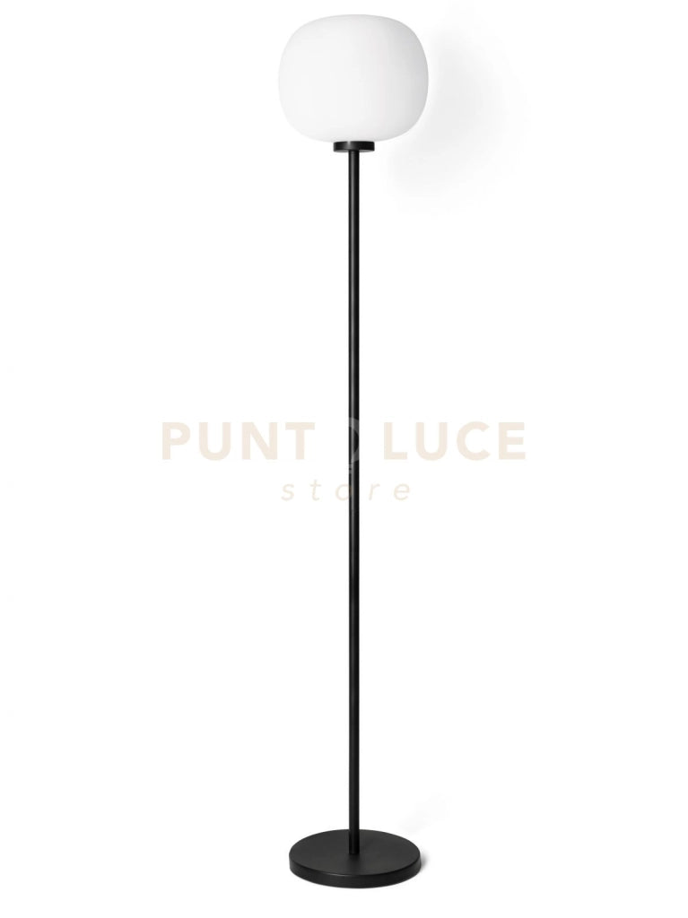 BOMBO LAMPADA DA TERRA STRUTTURA COLORE NERO DIFFUSORE BIANCO OPALE  1 LUCE ATTACCO E27 DIMMERABILE