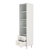 Vetrina con 2 ante in vetro; 2 cassetti e LED - per soggiorno - in MDF e vetro - bianco