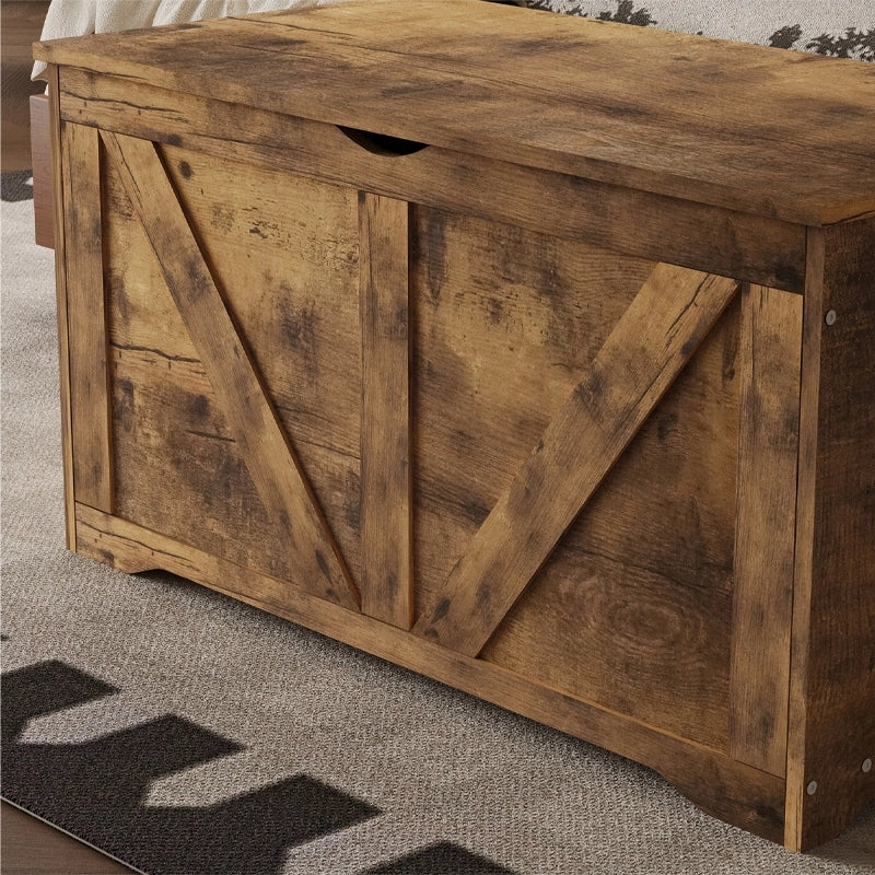 Cassapanca in legno, organizer, panca, stile loft marrone, 100 cm