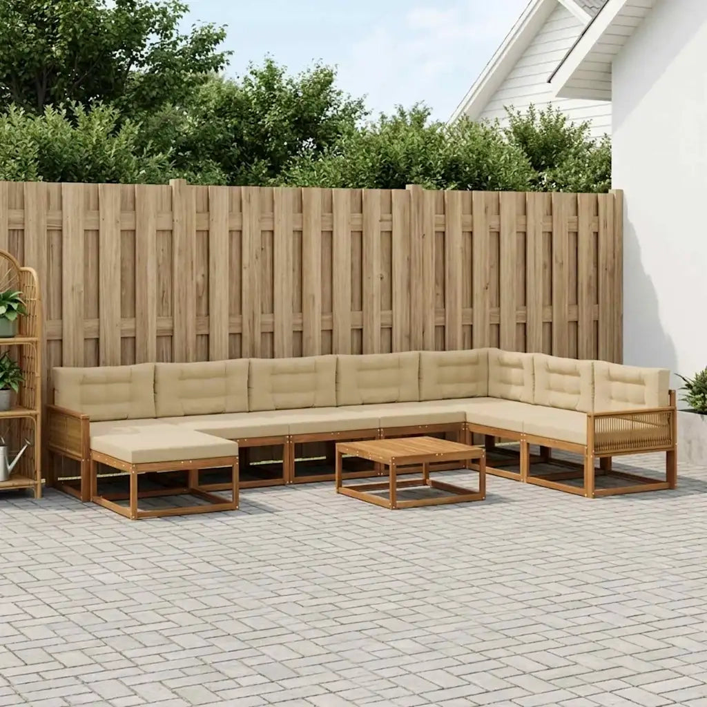 Set di divani da esterno con cuscino 9 pcs Naturale e Beige 3382831