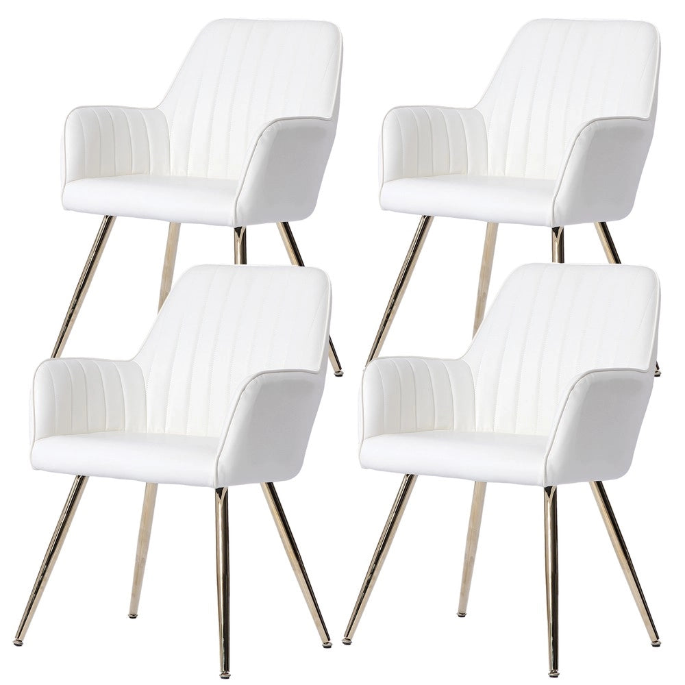 Set 2 Sedie da Pranzo con Braccioli ¨C Xylo ¨C Tessuto, Gambe in Metallo Dorato