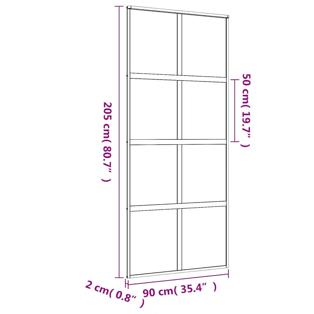 Porta Scorrevole Dorata 90x205 Vetro Trasparente ESG Alluminio 155185