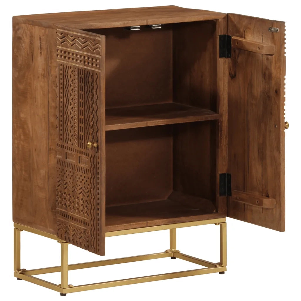 Credenza-Buffet-Armadio da cucina 55x30x76 cm in Legno Massello di Mango e Ferro 893147