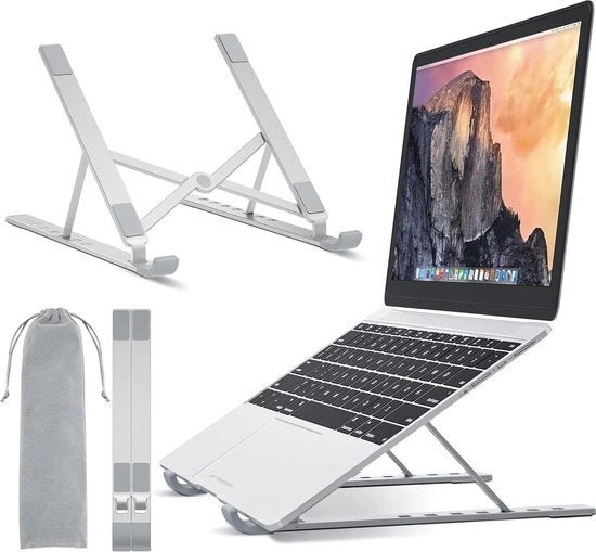 Stand per Laptop in Alluminio Regolabile - Supporto per Laptop Portatile per Laptops da 10 a 17.3 pollici - 7 Livelli di Regolazione di Altezza - Raffreddamento Assorbito - Supporta fino a 20KG