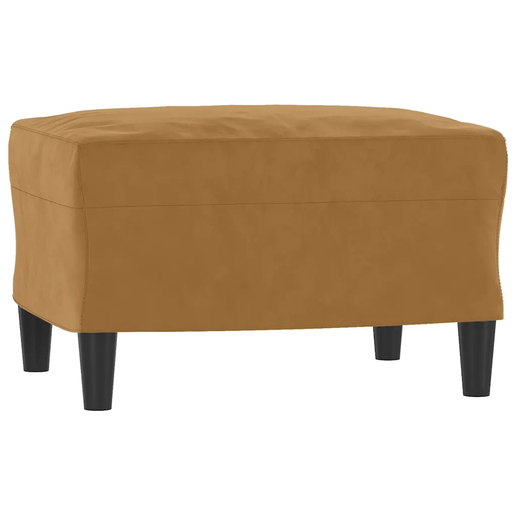 Divano a 3 Posti con Poggiapiedi-Sofa 3 Posti con Poggiapiedi Marrone 180 cm in Velluto 760164