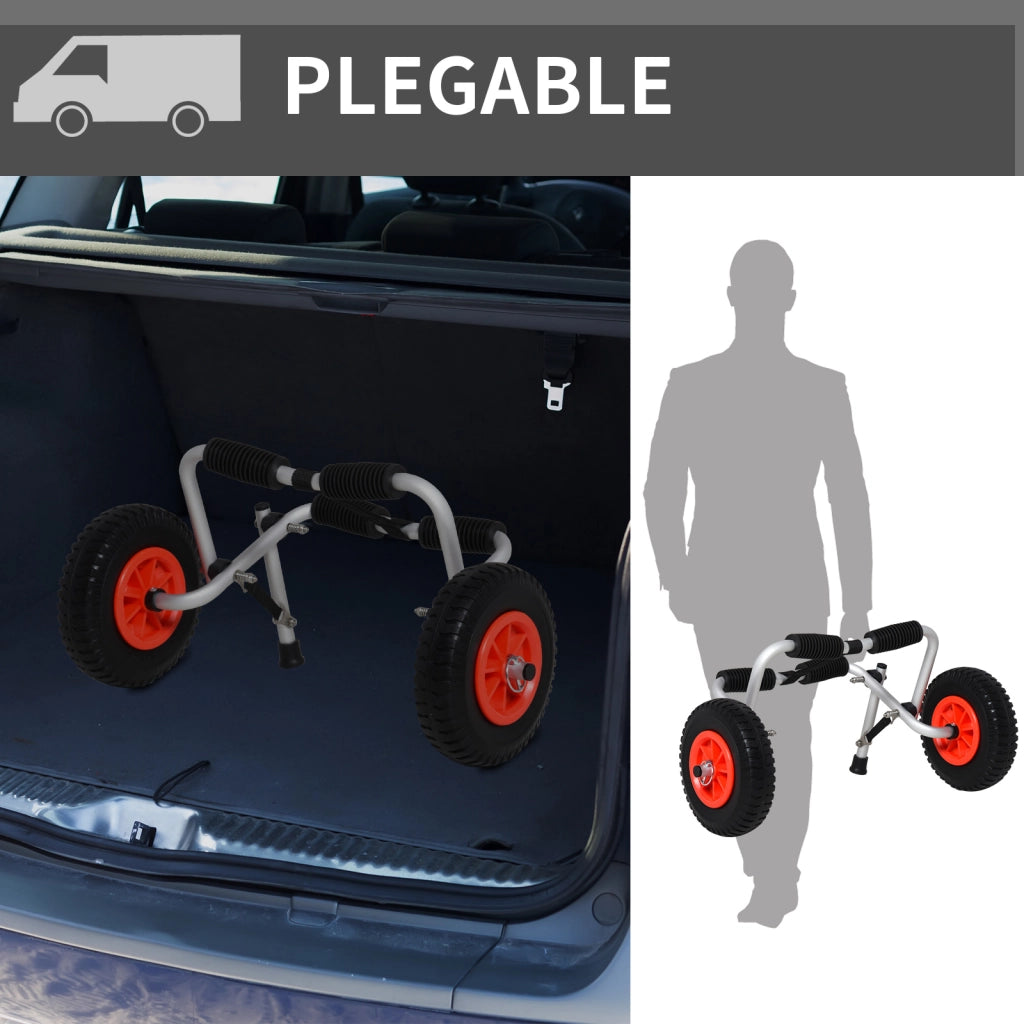 Carrello Trasporto Pieghevole per Kayak ¨C Xylo ¨C Alluminio 75kg 57,5x33x24cm Argento