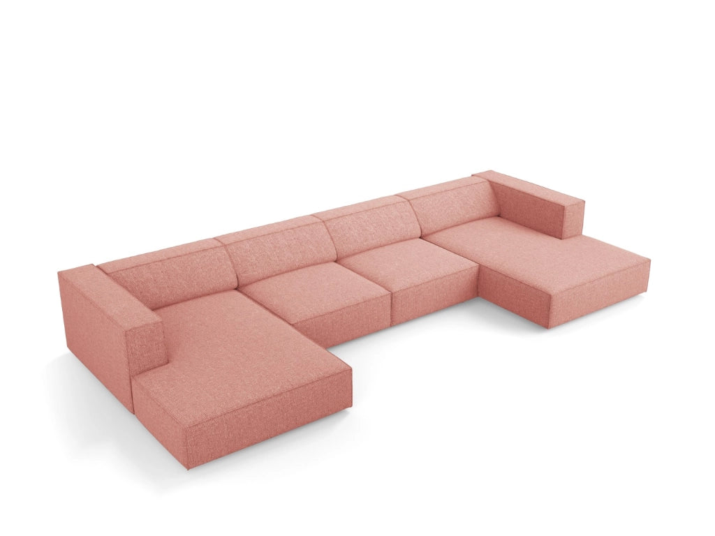 Cosmopolitan Design - Divano panoramico "Arendal" 6 posti in ciniglia rosa 