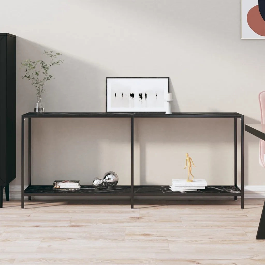 Tavolo Consolle | Tavolo d'Ingresso Nero 180x35x75,5 cm in Vetro Temperato