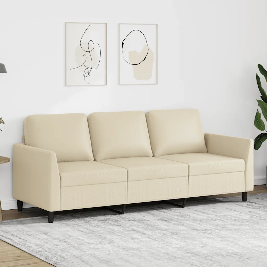 Divano a 3 Posti Crema 180 cm in Similpelle 359339