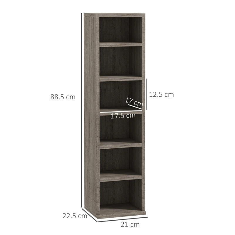 SET DI 2 SCAFFALI PORTA CD CON MENSOLE REGOLABILI PER 204 CD 21X22.5X88.5 CM GRIGIO