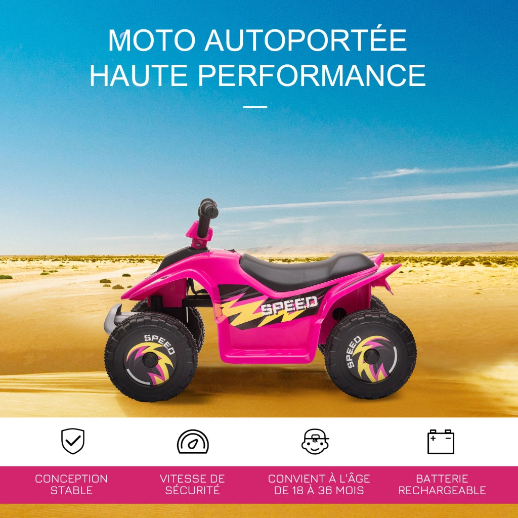Quad elettrico per bambini 6V con marcia avanti e indietro ¨C Xylo ¨C Rosa 72x40x45.5cm
