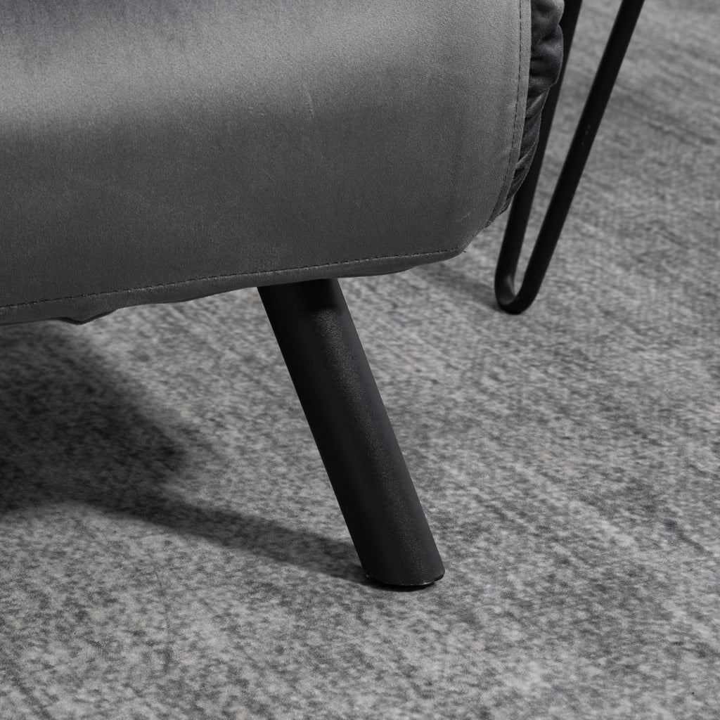 Divano Letto Schienale Regolabile 102x73x81 cm in Velluto Grigio Scuro
