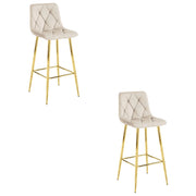 Sgabello da bar Valora KODA STOOL in velluto beige con gambe dorate x2