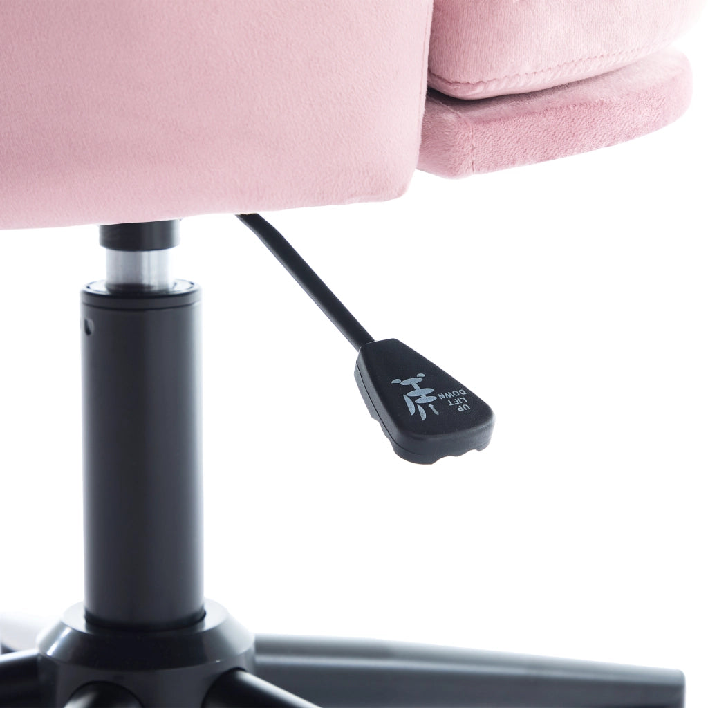 sedia da ufficio girevole regolabile in altezza con cuscino lombare e ruote in velluto rosa 55 Ã— 62 Ã— 73-83 cm