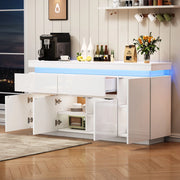 MADIA 140x35x72,5 cm Bianco lucido con 4 ante 2 cassetti e LED