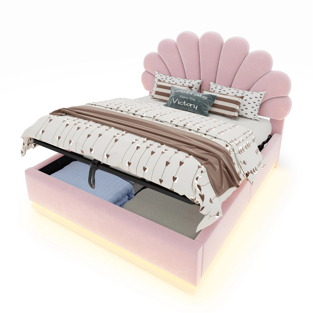 letto imbottito velluto rosa 140 x 200 cm