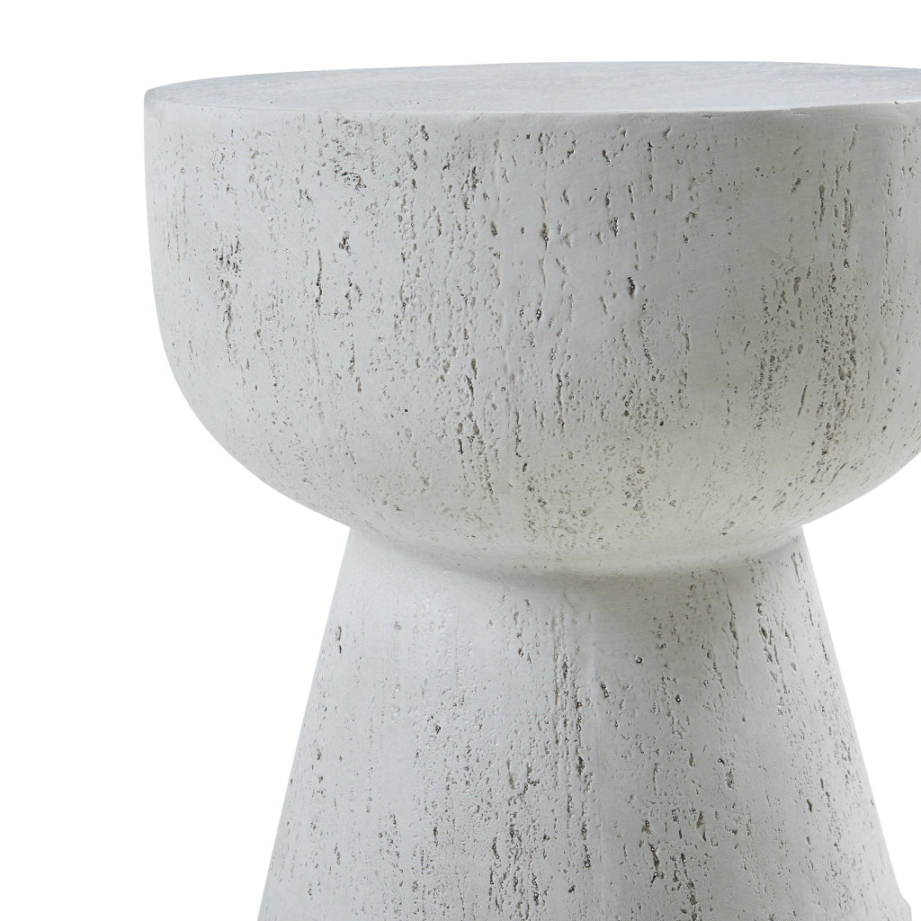 Tavolino Rotondo Oulvepijanse in Calcestruzzo Leggero Design Torre 51xØ40 cm Bianco [en.casa]