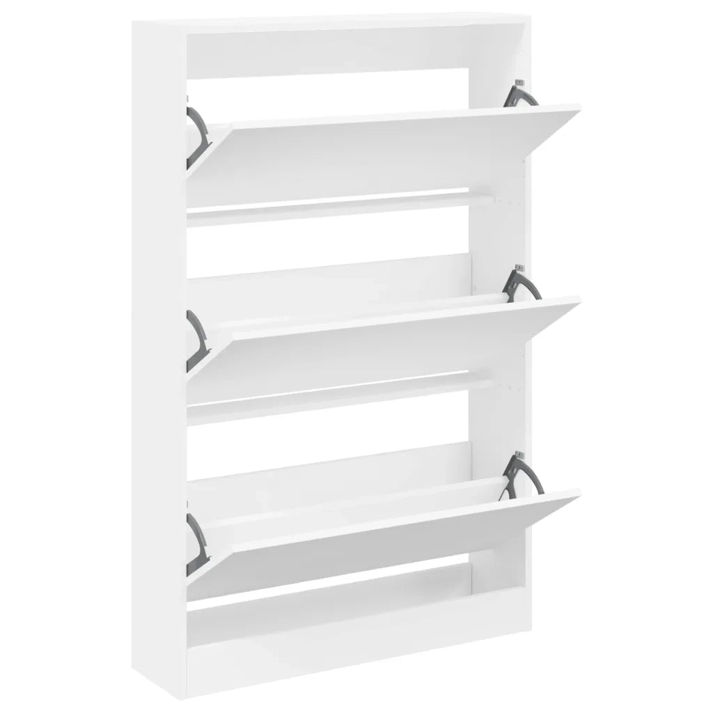 Scarpiera-Scaffale per scarpe Bianca 80x21x125,5 cm in Legno Multistrato