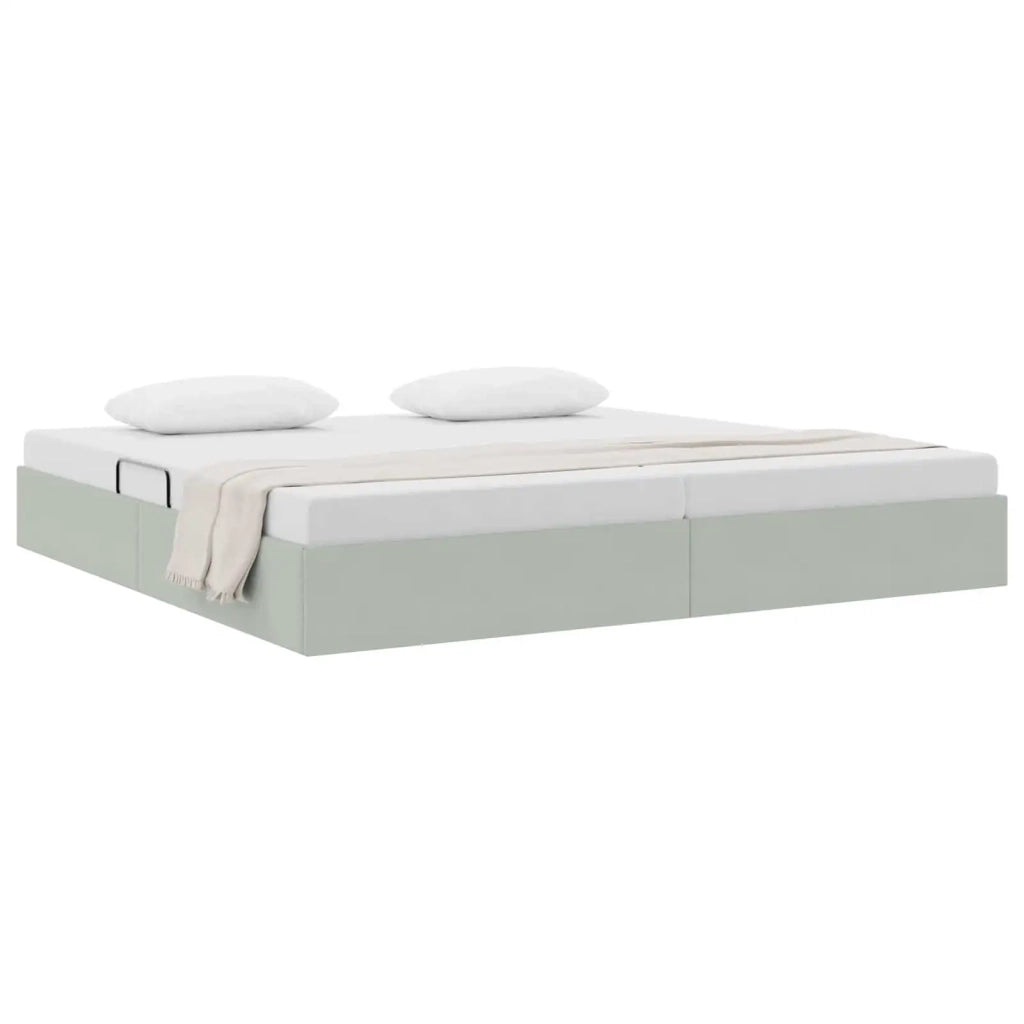 Letto matrimoniale | Letto per adulti | Letto ottomano Grigio Chiaro 200 x 200 cm Velluto