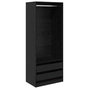 Mobile contenitore moderno 80 x 50 x 203 cm con 2 cassetti stile minimalista legno composito rovere nero 02_0056114