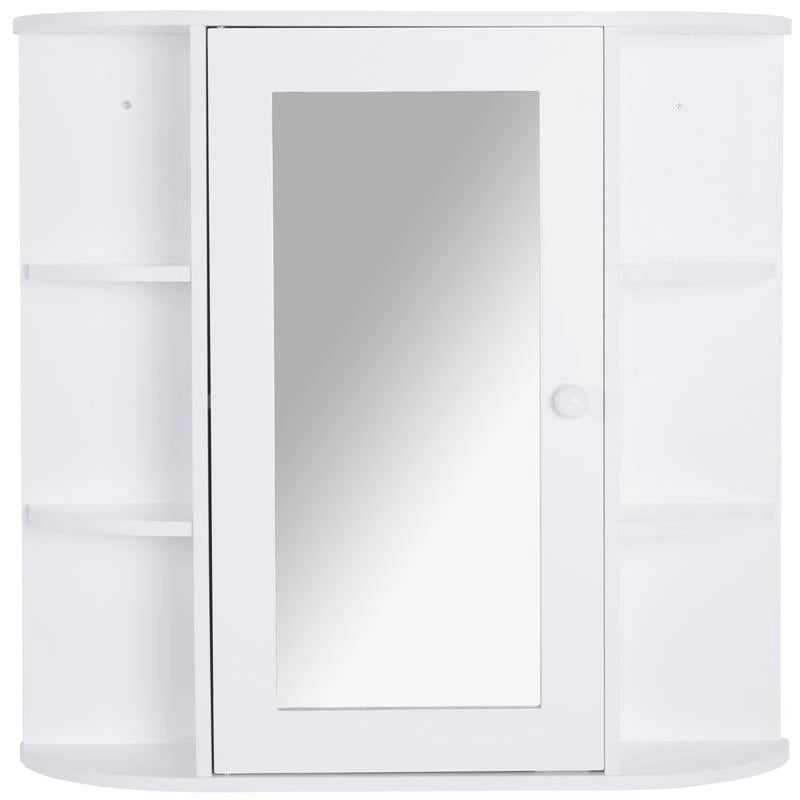 MOBILETTO PENSILE CON SPECCHIO E MENSOLE PER BAGNO 66X17X63 CM IN LEGNO BIANCO